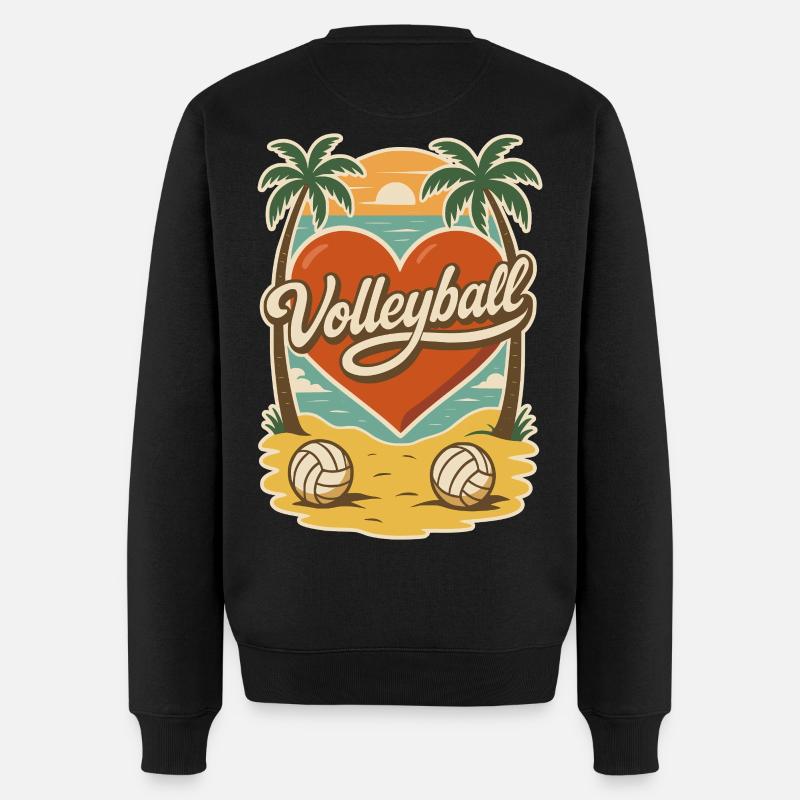 Volleyball Beach Herz - Männer Premium Bio Pullover - Schwarz