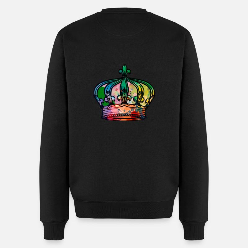 Krone in bunt - Männer Premium Bio Pullover - Schwarz