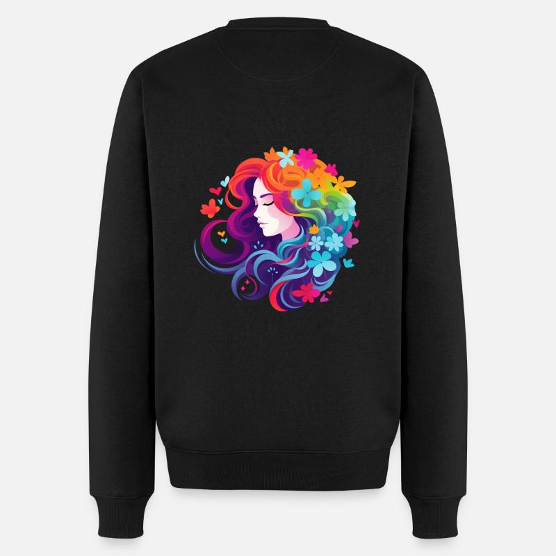 Fleurs Fille Arc-en-ciel - Pull Premium bio Homme - noir