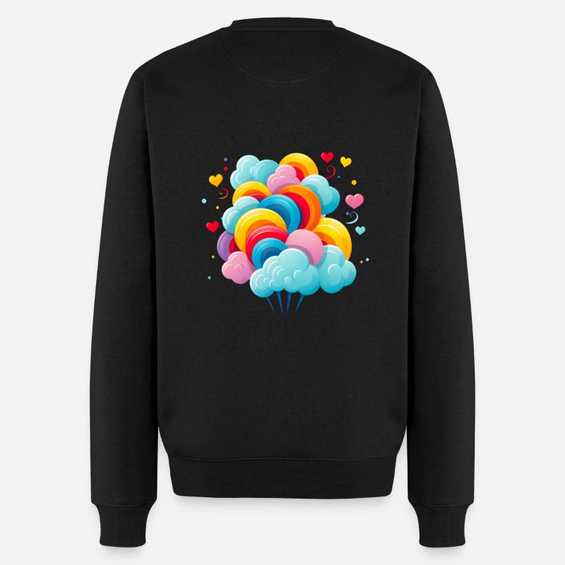 bunte Zuckerwatte Wolken - Männer Premium Bio Pullover - Schwarz