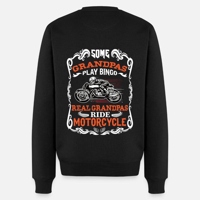 Manche Opas Spielen Bingo | Biker Opa Geschenk - Männer Premium Bio Pullover - Schwarz