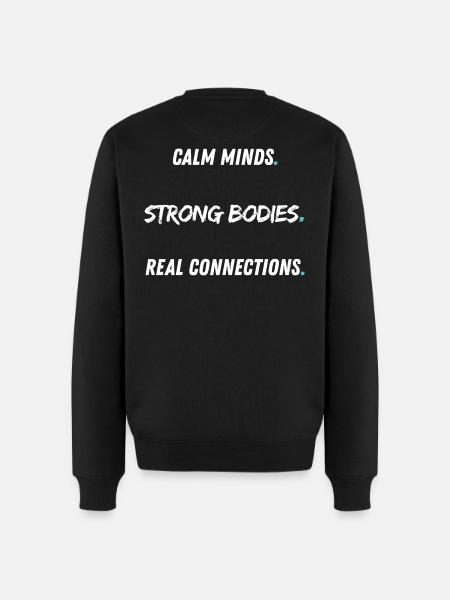 Calm Minds Strong Bodies - Men's Premium Organic Jumper - black