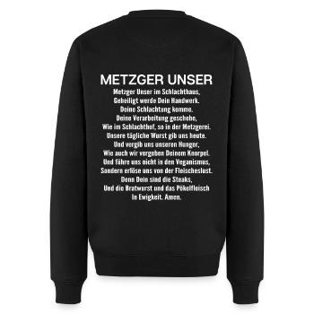 Metzger Fleischer Metzgerin Metzgerei Fleischerei - Männer Premium Bio Pullover - Schwarz - Hinten - Nico (187cm)