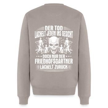 Friedhofsgärtner Friedhof Cemetery Gardener - Männer Premium Bio Pullover - Taupe - Hinten - Nico (187cm)