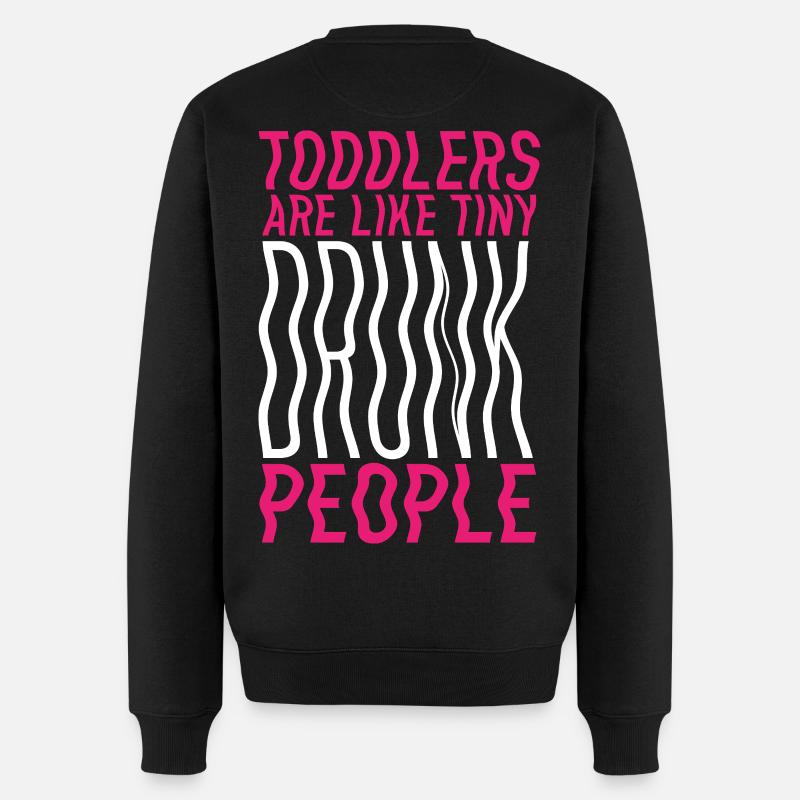Kleinkinder & Betrunkene – Lustiger Eltern-Spruch - Männer Premium Bio Pullover - Schwarz