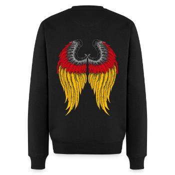 German Wings / Flügel Deutschland - Männer Premium Bio Pullover - Schwarz - Hinten - Nico (187cm)