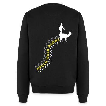 Femme & Alpaga Ne marchez jamais seule - Pull Premium bio Homme - noir - Dos - Nico (187cm)