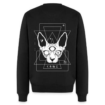 Cosmic Cat - Männer Premium Bio Pullover - Schwarz - Hinten - Nico (187cm)