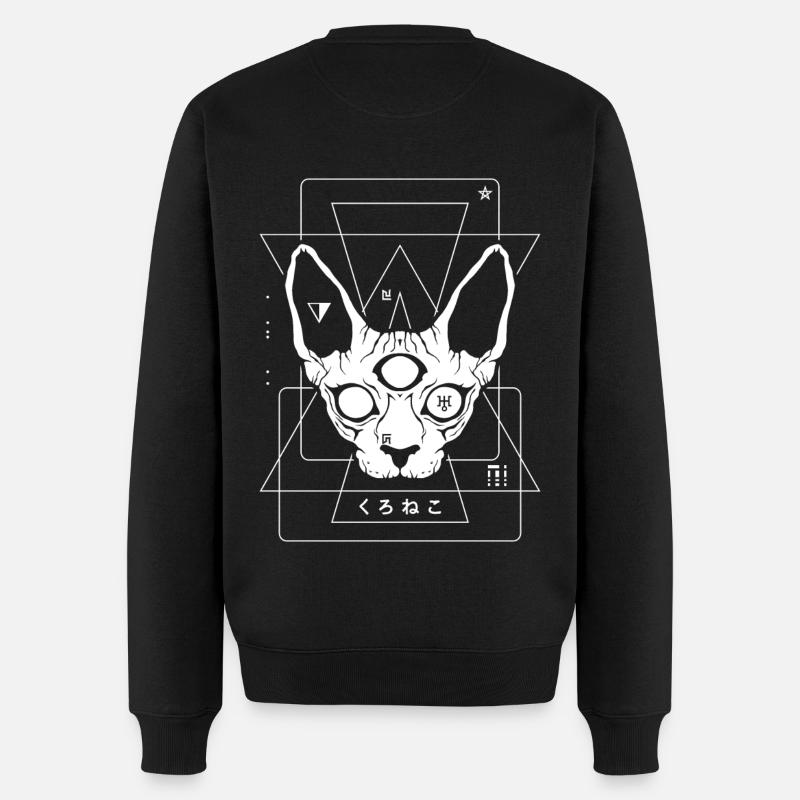 Cosmic Cat - Männer Premium Bio Pullover - Schwarz