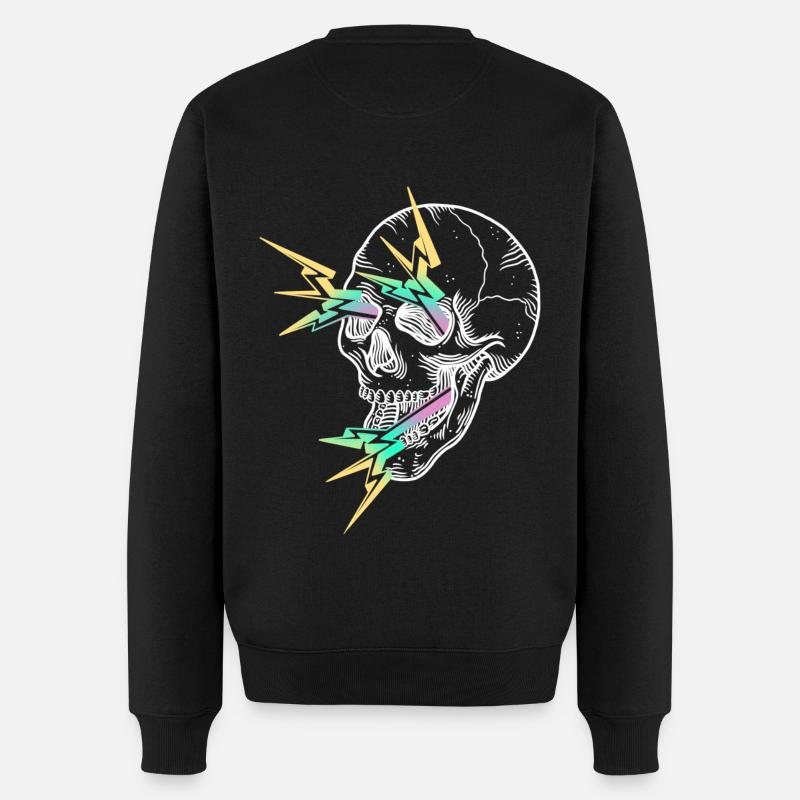 Skull Flash weiß - Männer Premium Bio Pullover - Schwarz