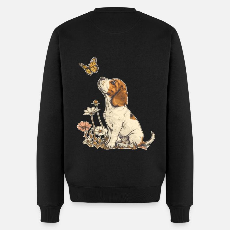 Beagle et papillon - Pull Premium bio Homme - noir
