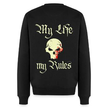 My Life My Rules - Männer Premium Bio Pullover - Schwarz - Hinten - Nico (187cm)