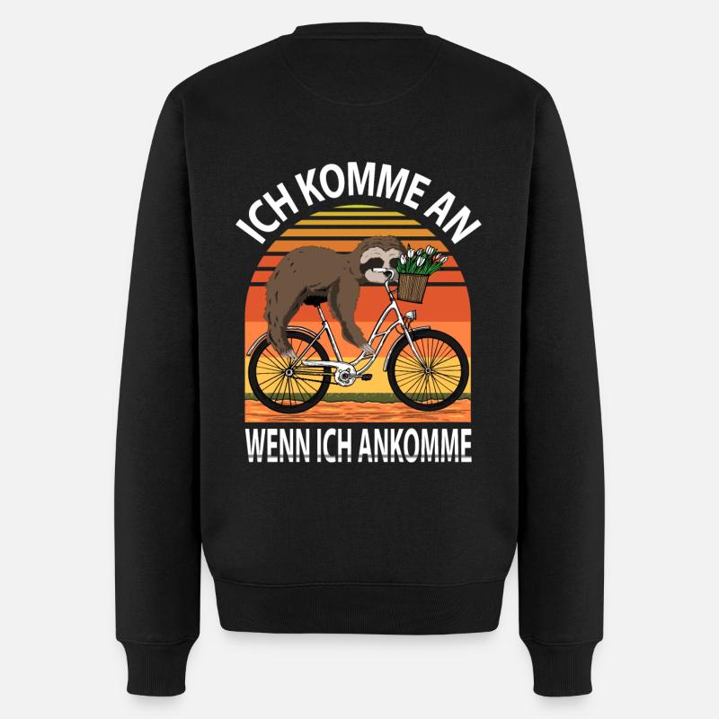 Fahrrad Faultier - Ich komme an wenn ich ankomme - Männer Premium Bio Pullover - Schwarz