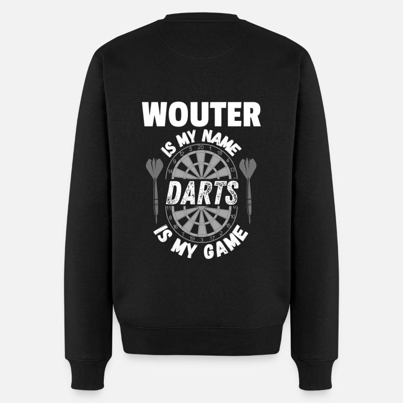 Personalisiertes Dart-Merchandise für Wouter - Männer Premium Bio Pullover - Schwarz