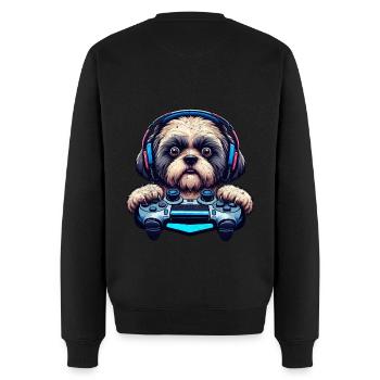 Nerds du jeu, amateurs de chiens Shih Tzu - Pull Premium bio Homme - noir - Dos - Nico (187cm)