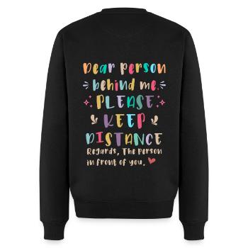 Liebe Person hinter mir, Bitte Abstand halten - Männer Premium Bio Pullover - Schwarz - Hinten - Nico (187cm)