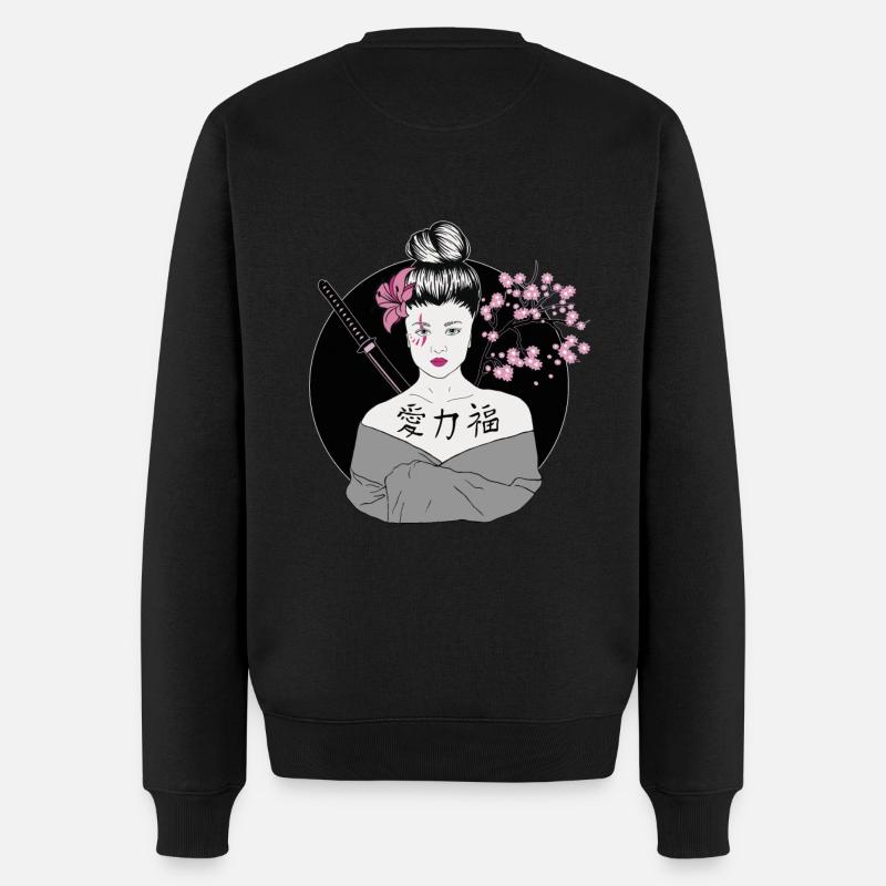 Geisha moderne Japon - Pull Premium bio Homme - noir