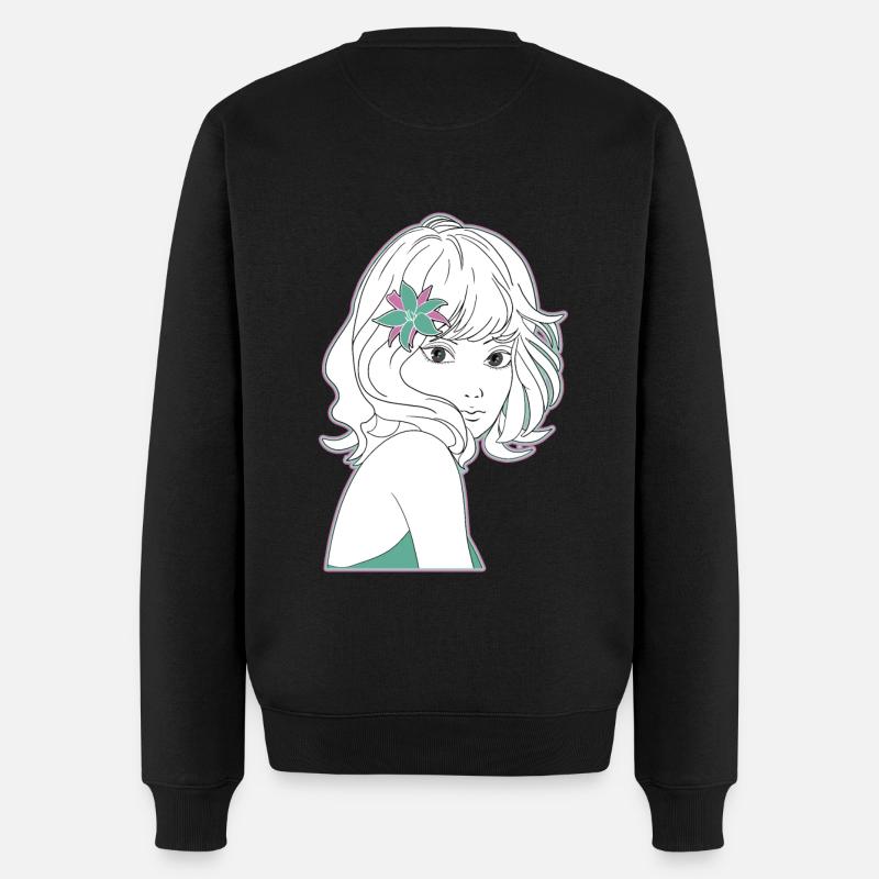 Manga Girl Anime - Männer Premium Bio Pullover - Schwarz