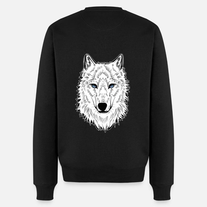Polarwolf Wolf Blaue Augen - Männer Premium Bio Pullover - Schwarz