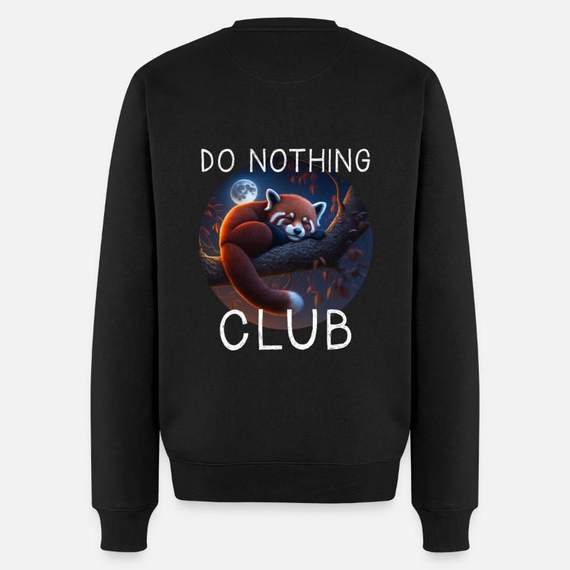 Do Nothing Club Roter Panda - Männer Premium Bio Pullover - Schwarz