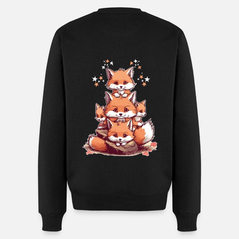 Niedliche Füchse - Männer Premium Bio Pullover - Schwarz