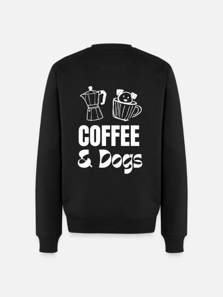 Coffee and Dogs Motif - Men's Premium Organic Jumper - black