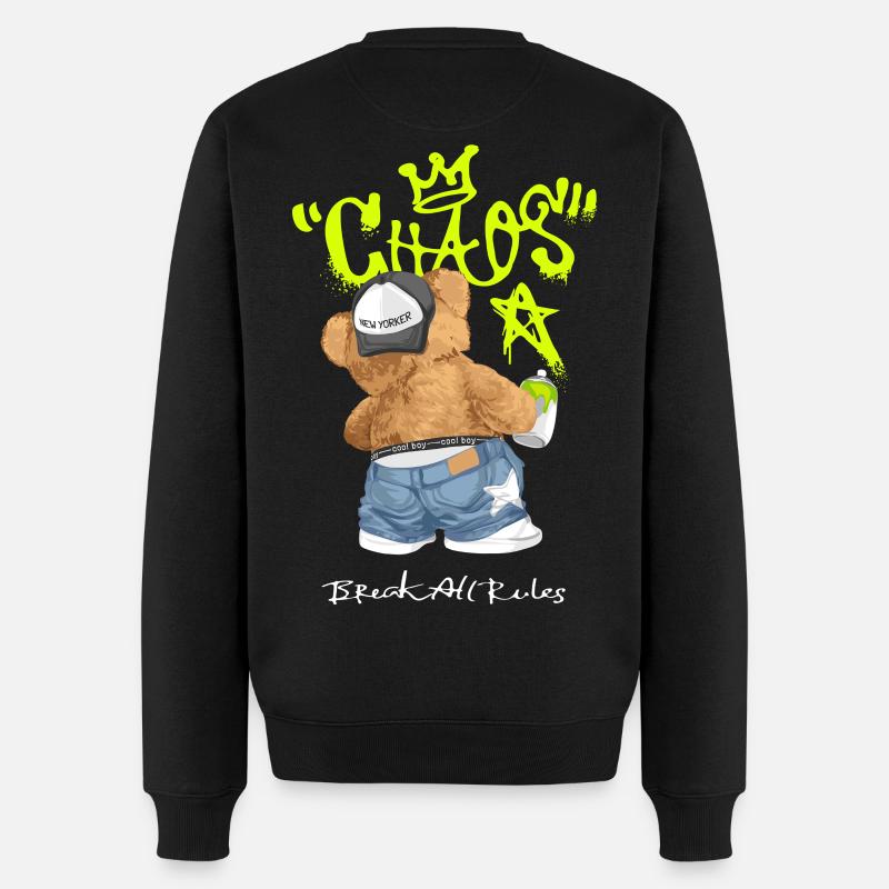 Chaos Bär Graffiti Break All Rules - Männer Premium Bio Pullover - Schwarz