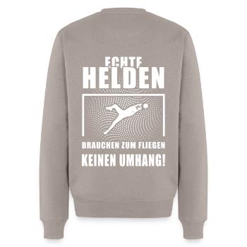 Echte Helden Tothüter Torwart cooler Spruch Sport - Männer Premium Bio Pullover - Taupe - Hinten - Nico (187cm)