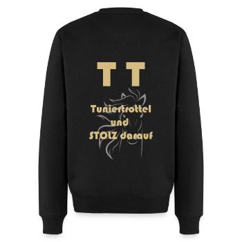 Tuniertrottel TT Pferd Reiten - Männer Premium Bio Pullover - Schwarz - Hinten - Nico (187cm)