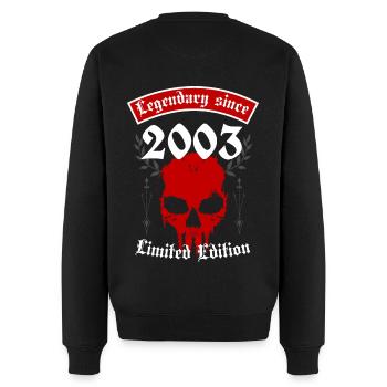 Legende seit 2003 - Männer Premium Bio Pullover - Schwarz - Hinten - Nico (187cm)