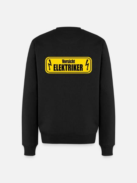 Vorsicht Elektriker - Männer Premium Bio Pullover - Schwarz
