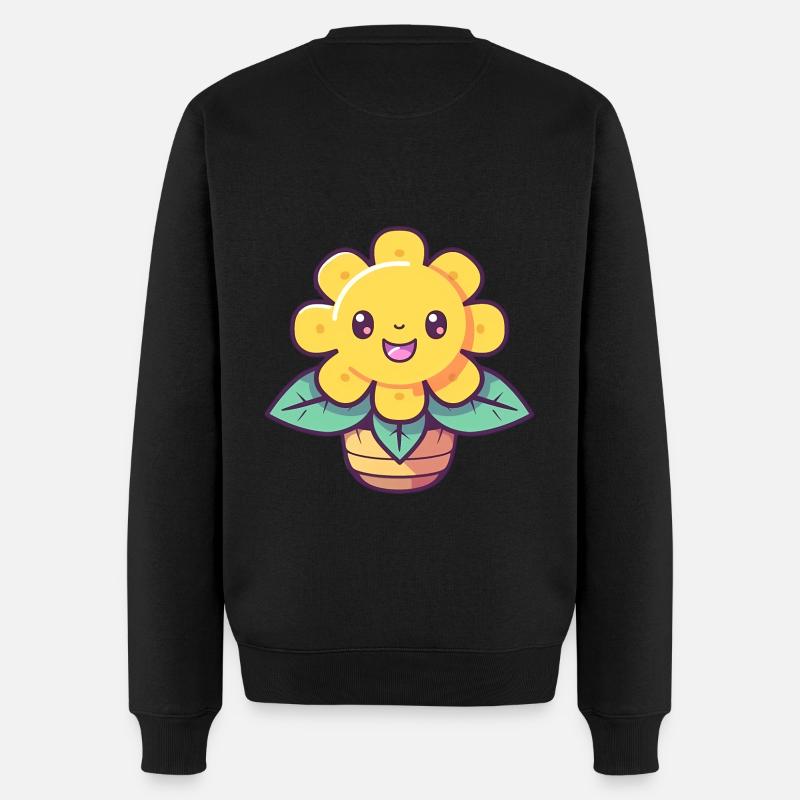 kawaii Sonnenblume - Männer Premium Bio Pullover - Schwarz