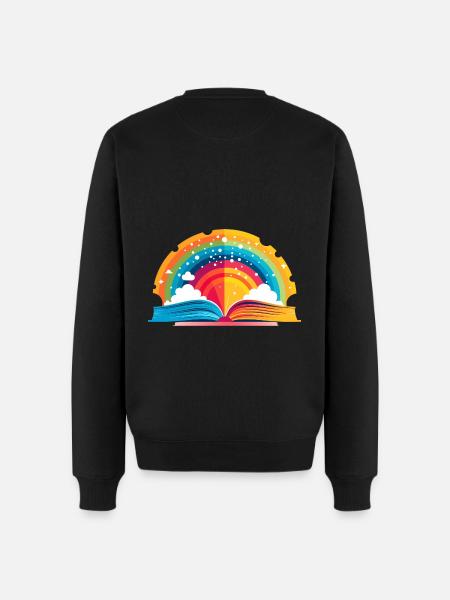Rainbow Book with Clouds - Men's Premium Organic Jumper - black