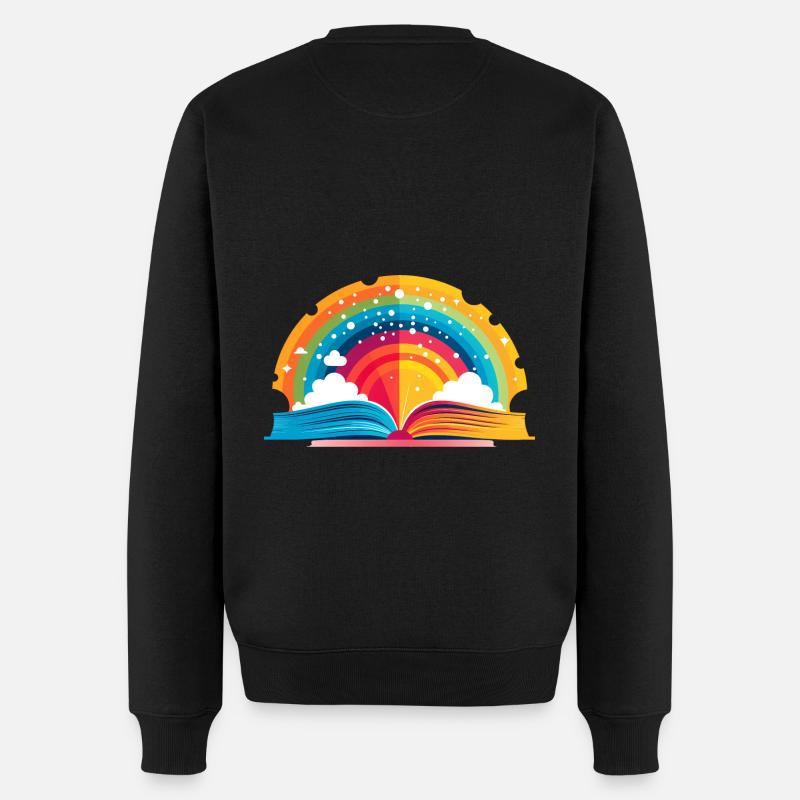 Livre arc-en-ciel avec des nuages - Pull Premium bio Homme - noir