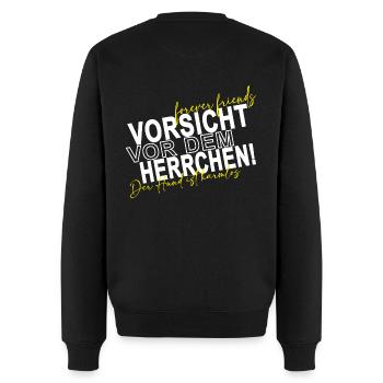 Vorsicht vor dem Herrchen der Hund ist harmlos - Männer Premium Bio Pullover - Schwarz - Hinten - Nico (187cm)