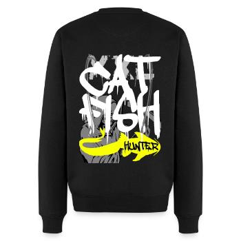 Catfish XXL Waller Hunter Congerbaits Angeln - Männer Premium Bio Pullover - Schwarz - Hinten - Nico (187cm)