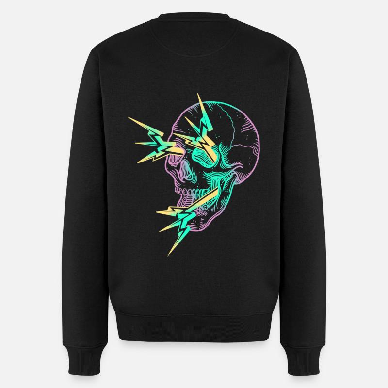 Skull Flash mauve - Pull Premium bio Homme - noir