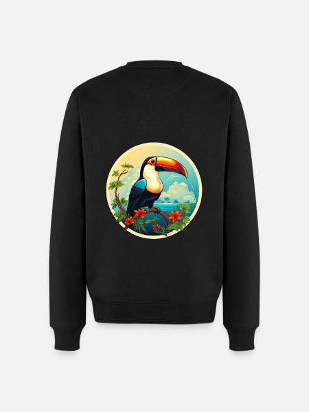 Toucan sur la plage - Pull Premium bio Homme - noir