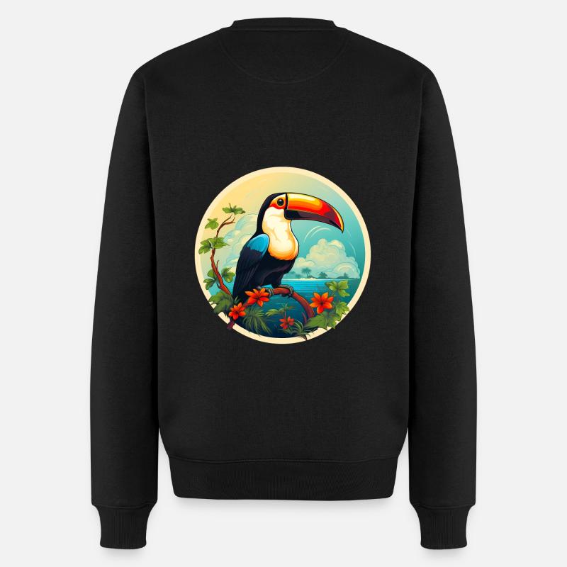 Toucan sur la plage - Pull Premium bio Homme - noir