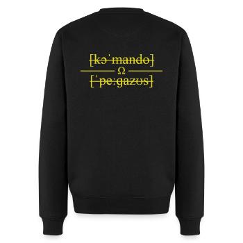 "Command Pegasus Orig. Brand" - Men's Premium Organic Jumper - black - Back - Nico (187cm)