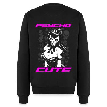 PSYCHO CUTE - Männer Premium Bio Pullover - Schwarz - Hinten - Nico (187cm)