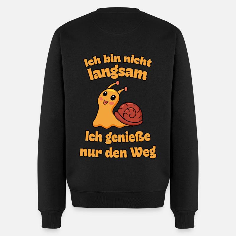 Ich bin nicht langsam, ich genieße nur den Weg. - Männer Premium Bio Pullover - Schwarz