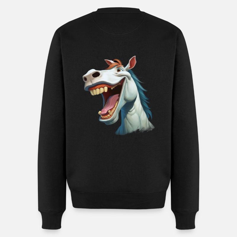 Humour, Cavalier, Cheval, Cheval qui rit - Pull Premium bio Homme - noir