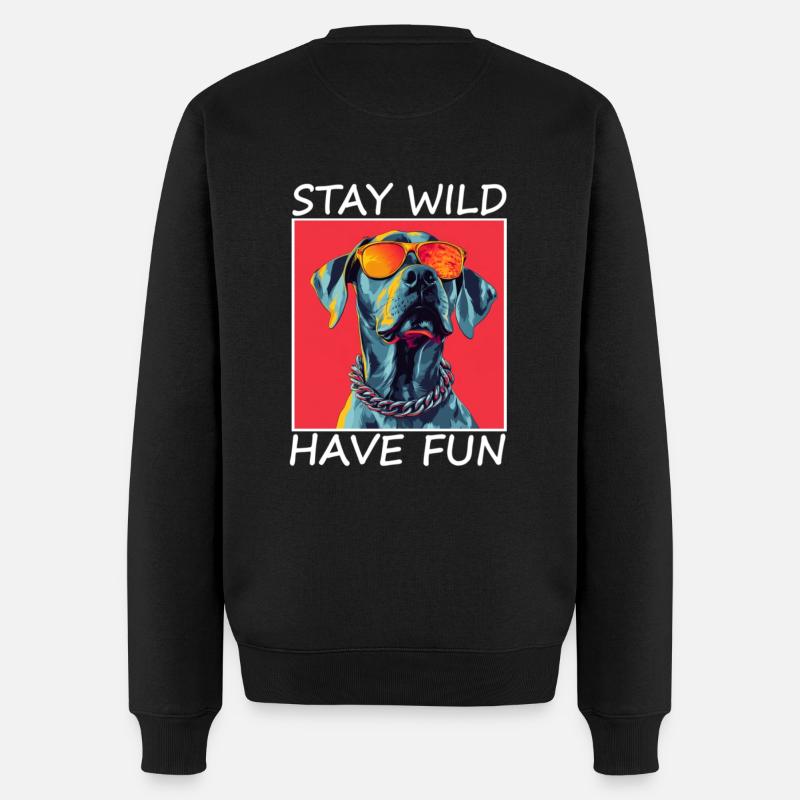 Spruch,Stay Wild, Have Fun cooler Hund Hunde - Men's Premium Organic Jumper - black