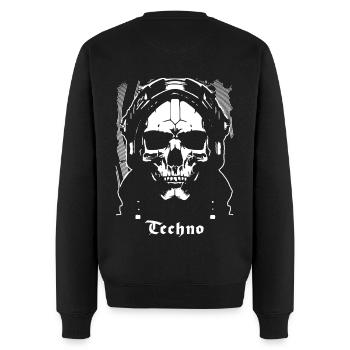 Techno - Men's Premium Organic Jumper - black - Back - Nico (187cm)