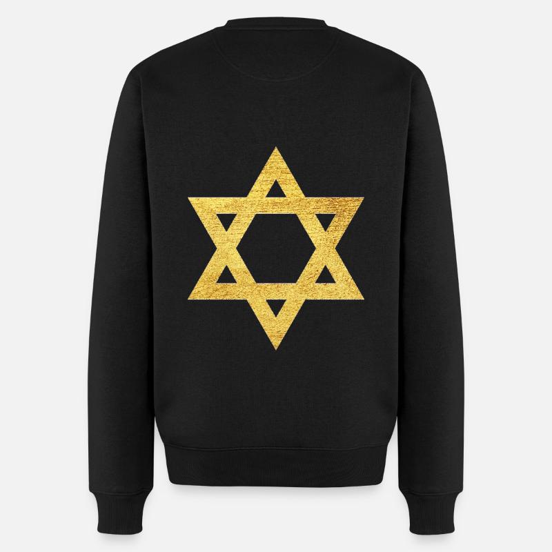 Davidstern Glaube Symbol des Schutzes - Männer Premium Bio Pullover - Schwarz