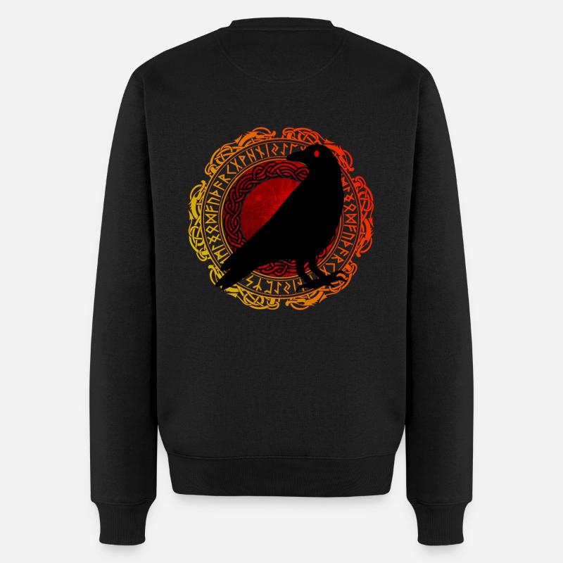 Rabe Edda Wikinger Runen - Männer Premium Bio Pullover - Schwarz