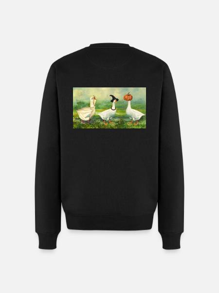 Halloween Gänse - Männer Premium Bio Pullover - Schwarz