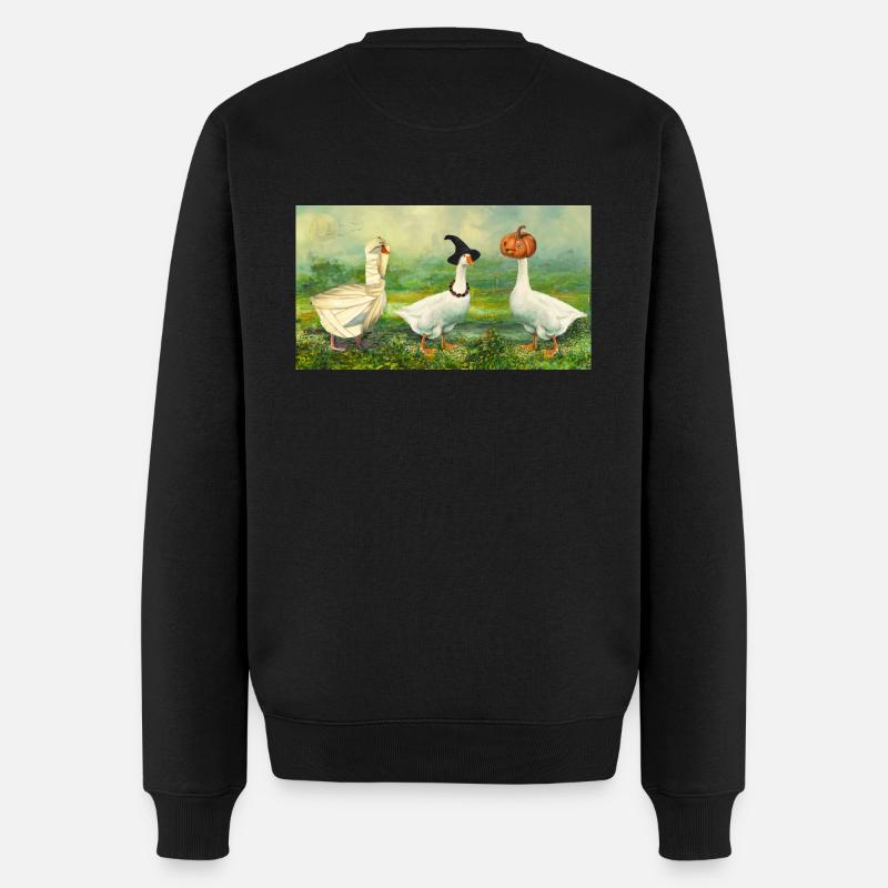 Halloween Gänse - Männer Premium Bio Pullover - Schwarz