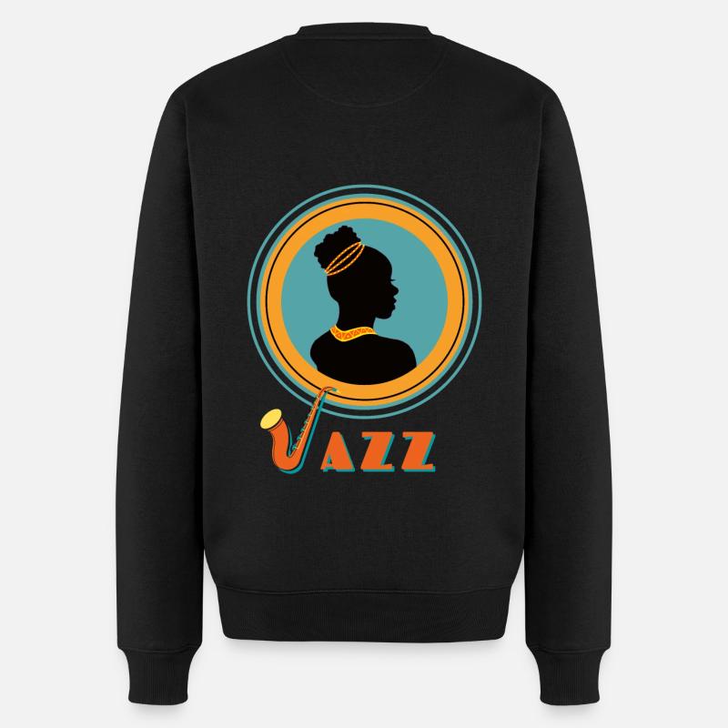 Jazzmusik, Jazz music - Männer Premium Bio Pullover - Schwarz